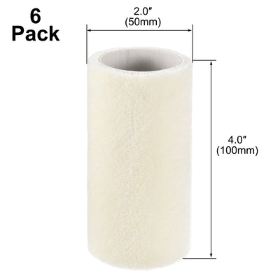 Harfington Uxcell Paint Roller Cover 4 Inch x 3/16" Nap Mini Wool Brush for Household Wall Painting Treatment 6Pcs