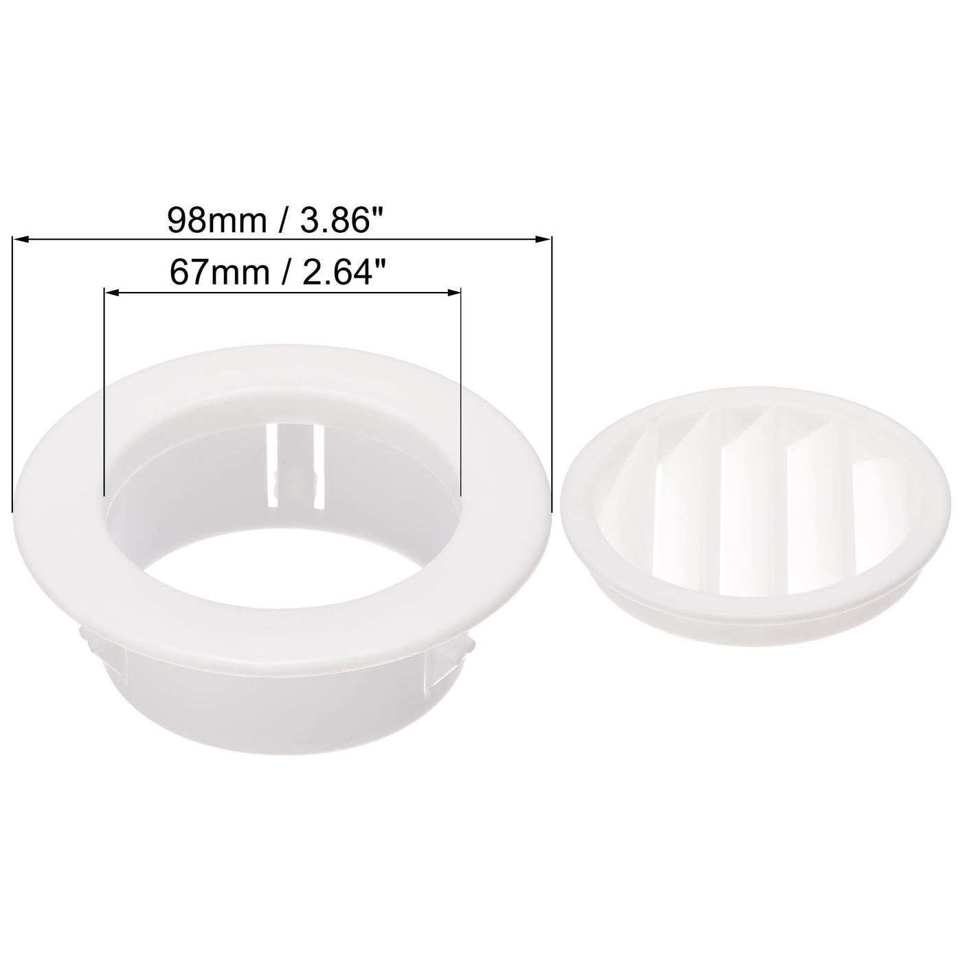 uxcell Uxcell Round Vent Cover, PP Plastic Detachable Air Vent Exhaust Louver for 2.8" - 3.2" Diameter Hole 2pcs