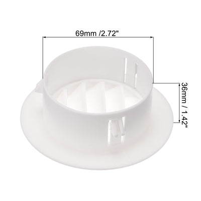 Harfington Uxcell Round Vent Cover, PP Plastic Detachable Air Vent Exhaust Louver for 2.8" - 3.2" Diameter Hole 2pcs