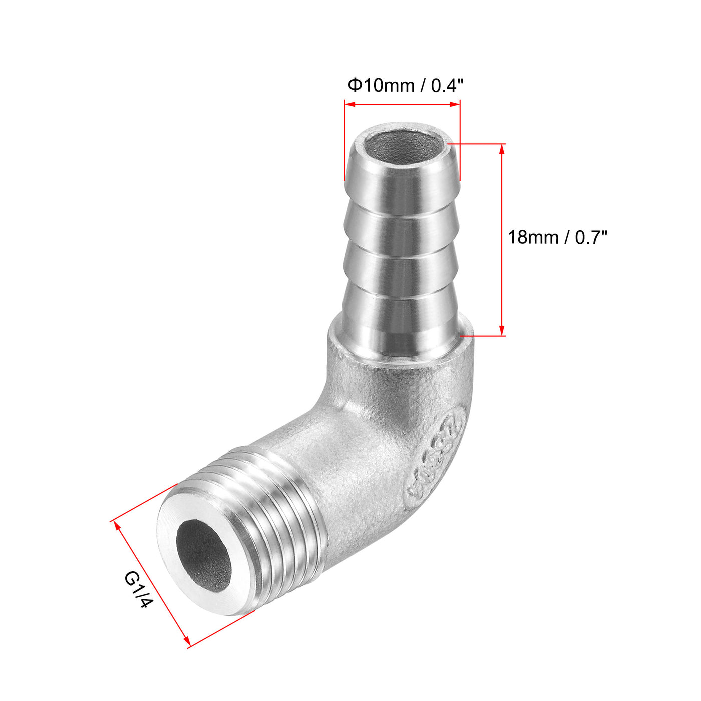 Uxcell Uxcell Stainless Steel Hose Barb Fitting Elbow 8mm x G1/4 Male Pipe Connector
