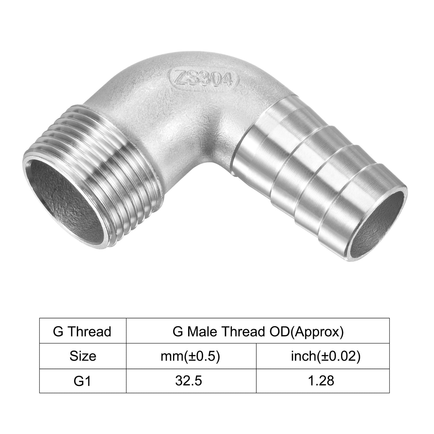 Uxcell Uxcell Stainless Steel Hose Barb Fitting Elbow 25mm x G1 Male Pipe Connector