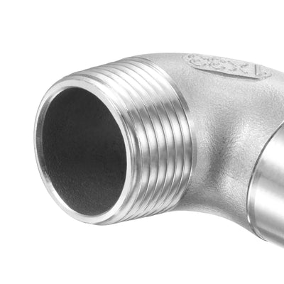 Harfington Uxcell Stainless Steel Hose Barb Fitting Elbow 25mm x G1 Male Pipe Connector