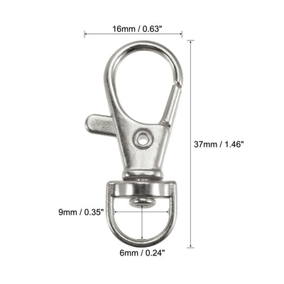 Harfington Uxcell Swivel Clasps Lanyard Snap Hook 35mm Length, Zinc Alloy, Silver, for DIY Crafts Keychains, 20pcs