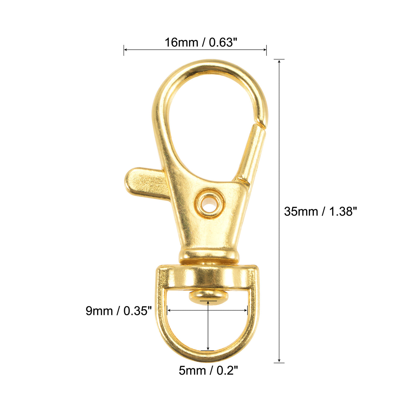 Uxcell Uxcell Swivel Clasps Lanyard Snap Hook 35mm Length, Zinc Alloy, Golden, for DIY Crafts Keychains, 30pcs