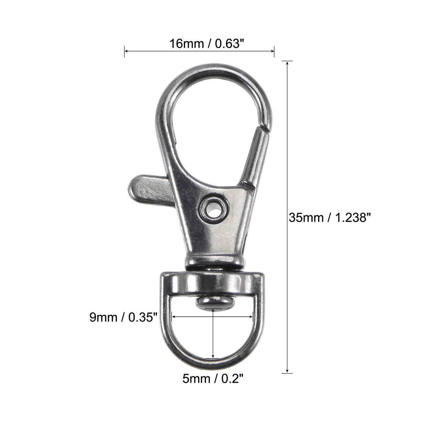 Uxcell Uxcell Swivel Clasps Lanyard Snap Hook 35mm Length, Zinc Alloy, Black, for DIY Crafts Keychains, 50pcs