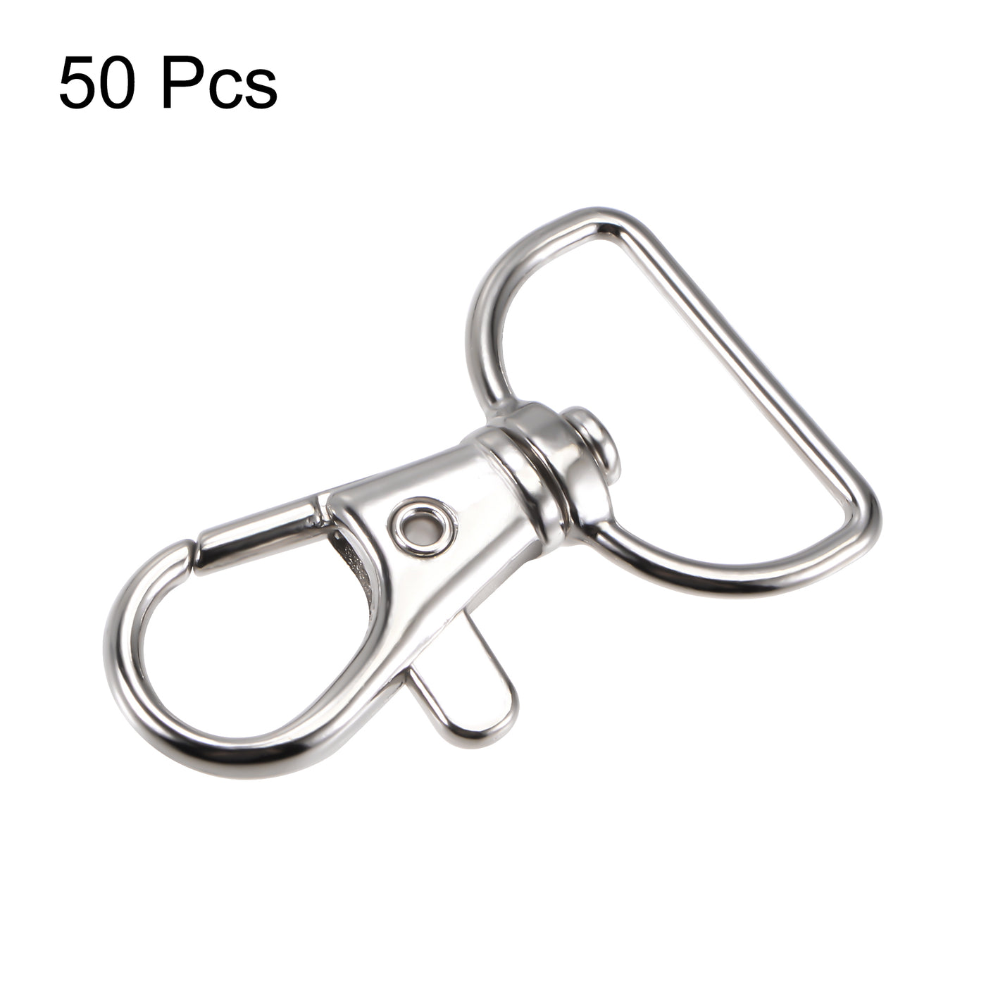 uxcell Uxcell Swivel Clasps Lanyard Snap Hook 40mm Length with Key Chain Ring, Zinc Alloy, Silver, for DIY Crafts Keychains, 30pcs
