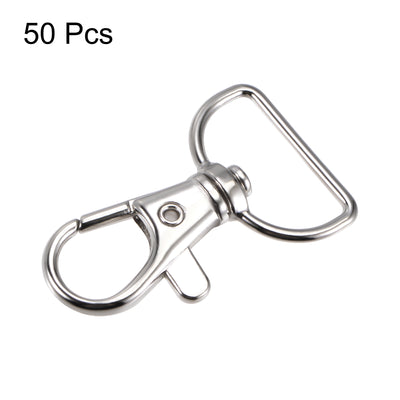 Harfington Uxcell Swivel Clasps Lanyard Snap Hook 40mm Length with Key Chain Ring, Zinc Alloy, Silver, for DIY Crafts Keychains, 30pcs