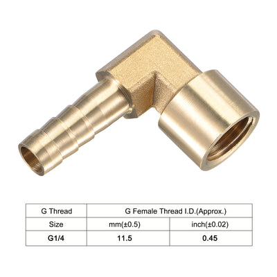 Harfington Uxcell Brass Hose Barb Fitting Elbow 10mm x G1/4 Female Pipe Connector