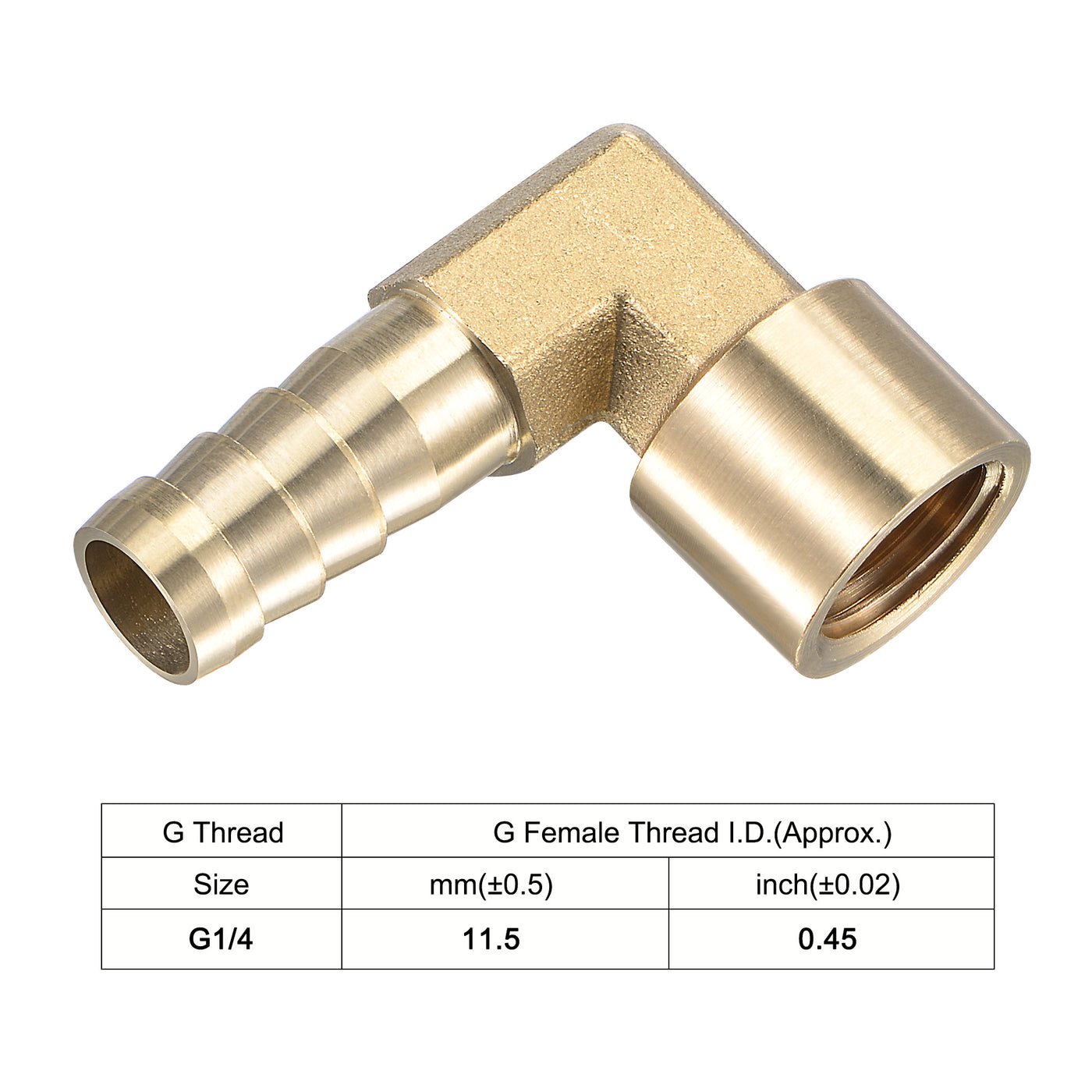 Uxcell Uxcell Brass Hose Barb Fitting Elbow 10mm x G1/4 Female Pipe Connector