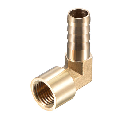 Harfington Uxcell Brass Hose Barb Fitting Elbow 10mm x G1/4 Female Pipe Connector