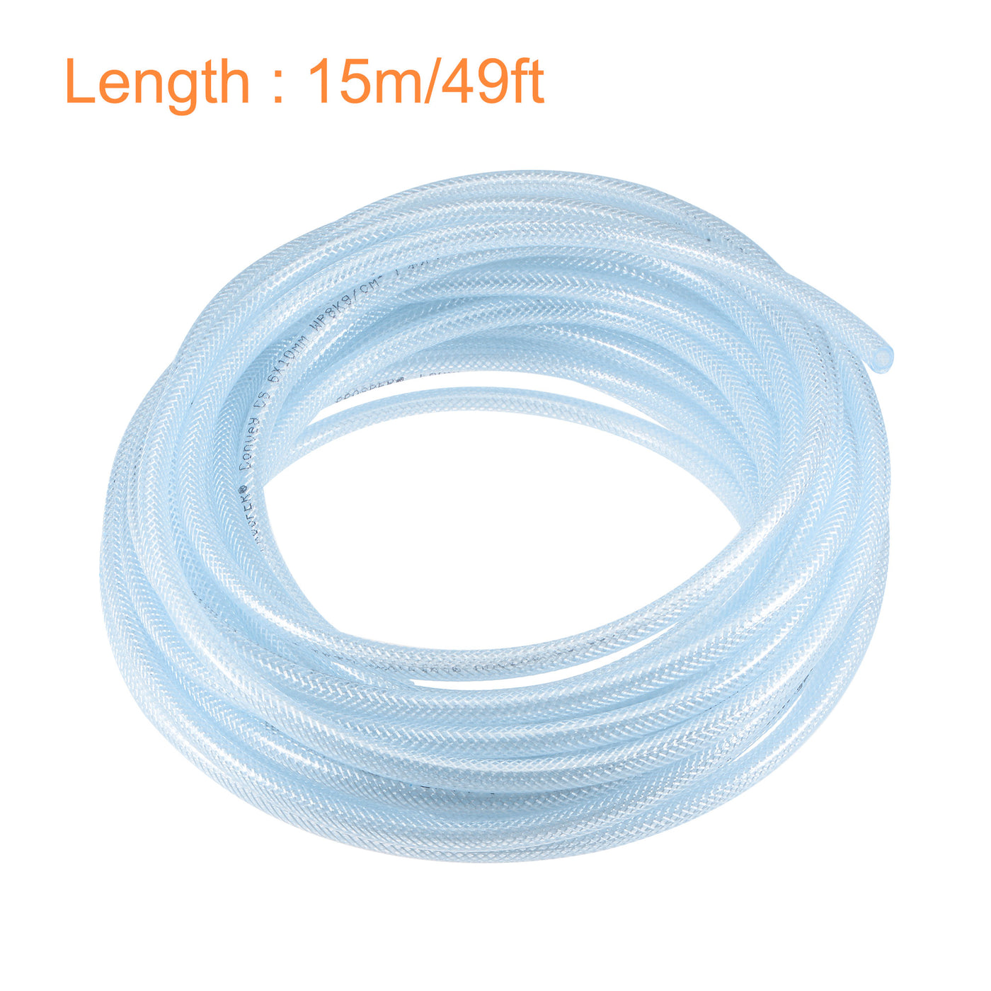 Uxcell Uxcell Braided PVC Tubing, 5/16"(8mm) ID 1/2"(12mm) OD 49ft(15m) Flexible Clear Water Hose