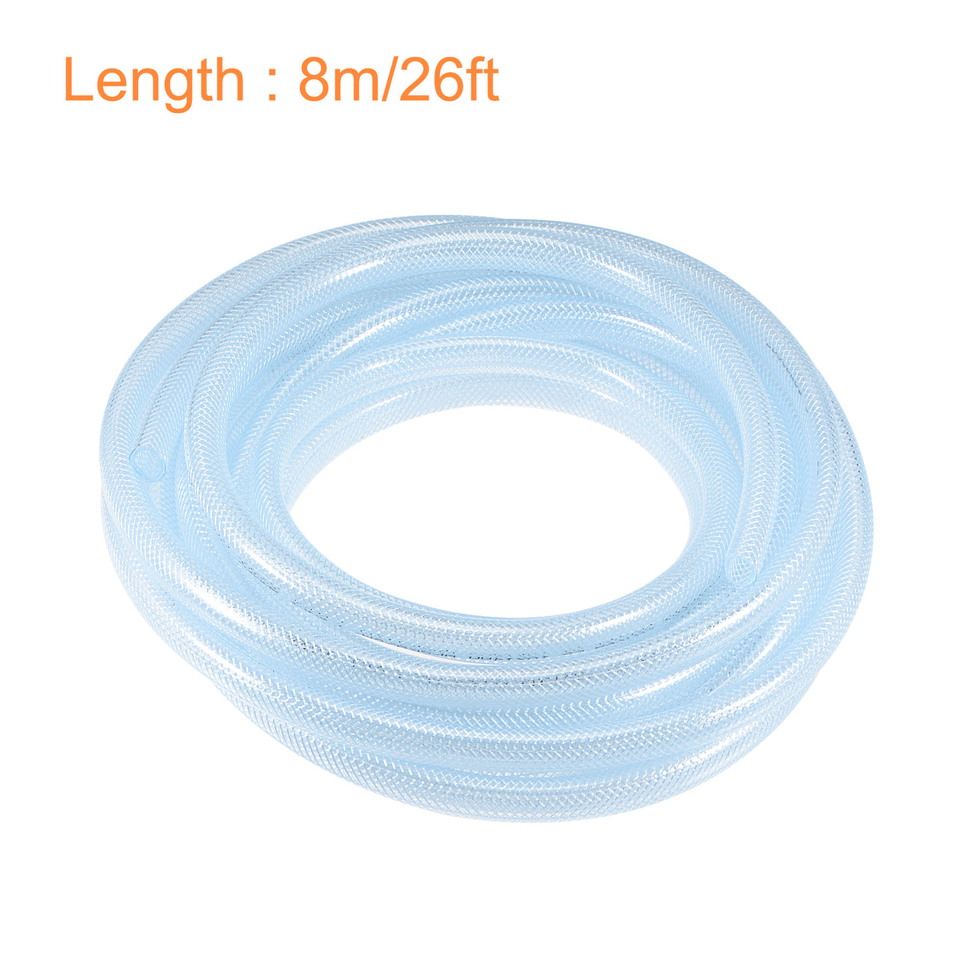 Uxcell Uxcell Braided PVC Tubing, 1/2"(13mm) ID 11/16"(17mm) OD 26ft(8m) Flexible Clear Water Hose