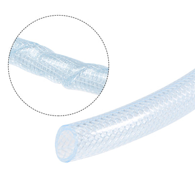 Harfington Uxcell Braided PVC Tubing, 5/16"(8mm) ID 1/2"(12mm) OD 49ft(15m) Flexible Clear Water Hose