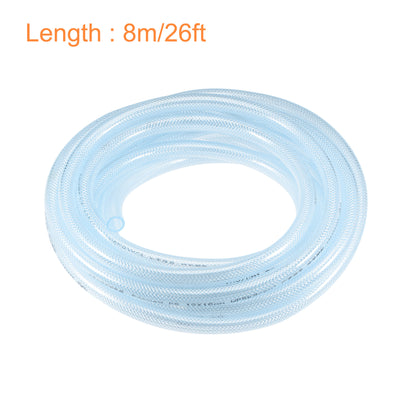 Harfington Uxcell Braided PVC Tubing, 1/2"(13mm) ID 11/16"(17mm) OD 26ft(8m) Flexible Clear Water Hose