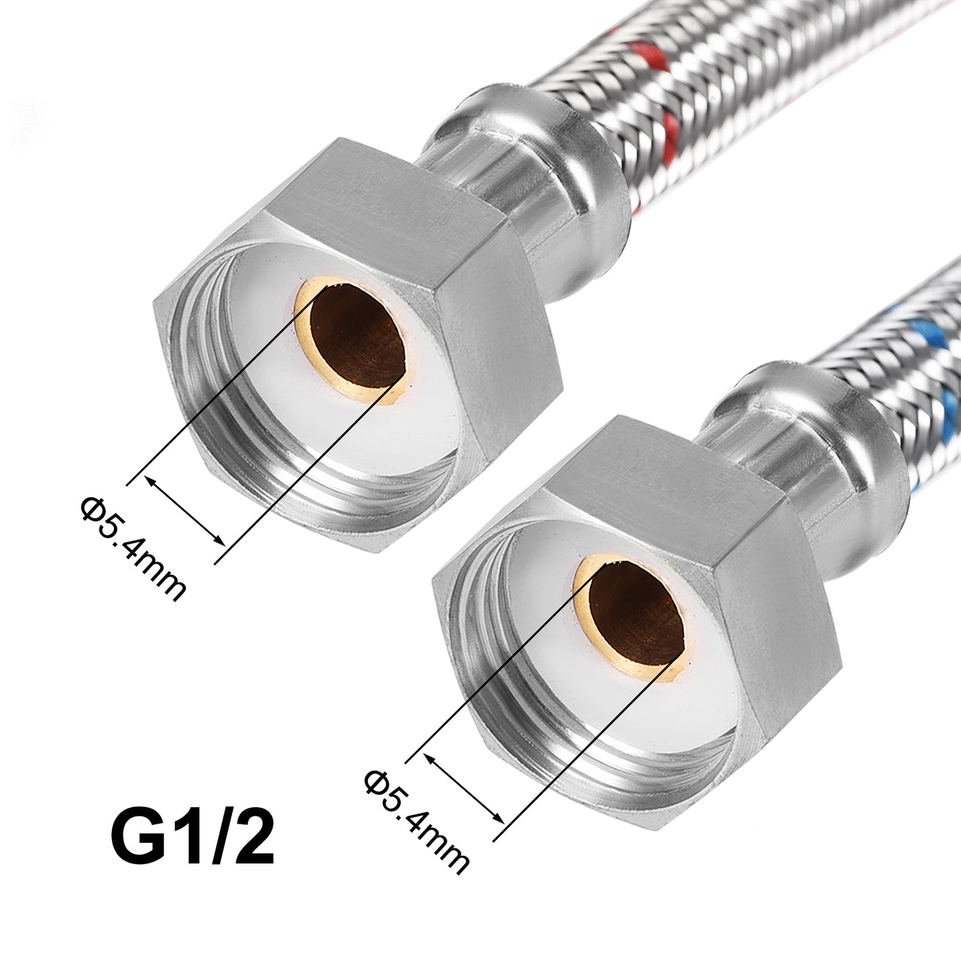 uxcell Uxcell Faucet Supply Hose Connector G1/2 Female x M10x1.0 Male 31 Inch Length 304 Stainless Steel Hose 1set