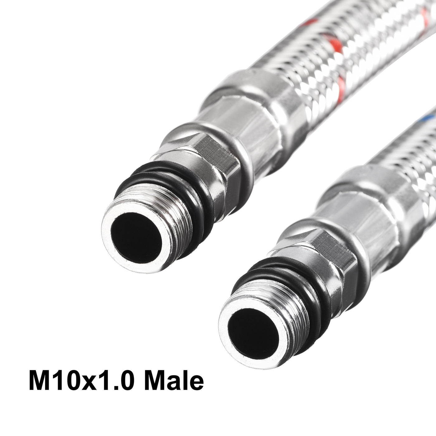 uxcell Uxcell Faucet Supply Hose Connector G1/2 Female x M10x1.0 Male 31 Inch Length 304 Stainless Steel Hose 1set