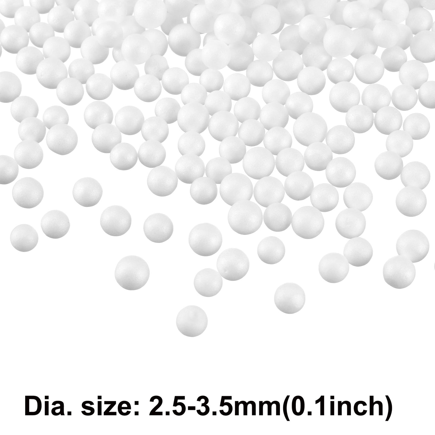 Uxcell Polystyrene Foam Ball Beads Round for DIY Crafts, Party Decorations, Fillings of Vase Pillow | Harfington, White / 0.1inch / 4pcs