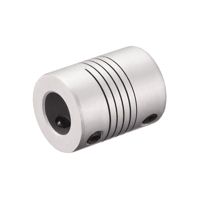 Harfington Uxcell 7mm to 10mm Aluminum Alloy Shaft Coupling Flexible Coupler L25xD19 Silver