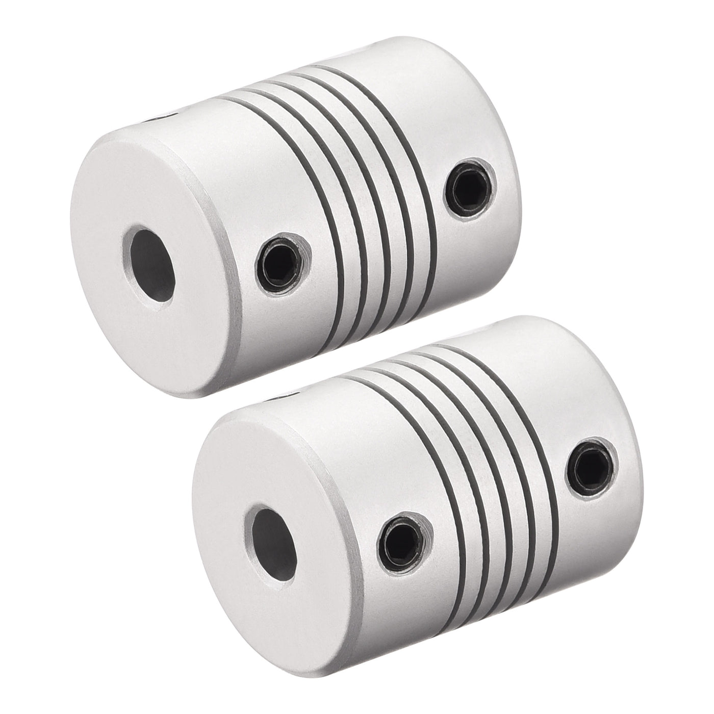 uxcell Uxcell 5mm to 10mm Aluminum Alloy Shaft Coupling Flexible Coupler L25xD19 Silver,2pcs