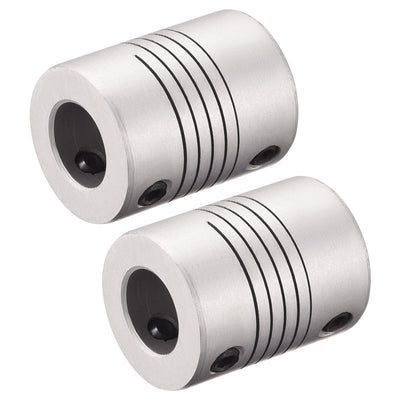 uxcell Uxcell 10mm to 10mm Aluminum Alloy Shaft Coupling Flexible Coupler L25xD19 Silver,2pcs