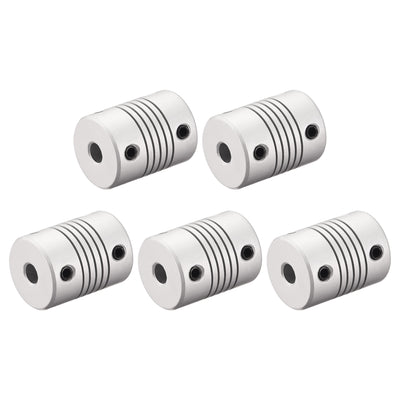 uxcell Uxcell 5mm to 7mm Aluminum Alloy Shaft Coupling Flexible Coupler L25xD19 Silver,5pcs