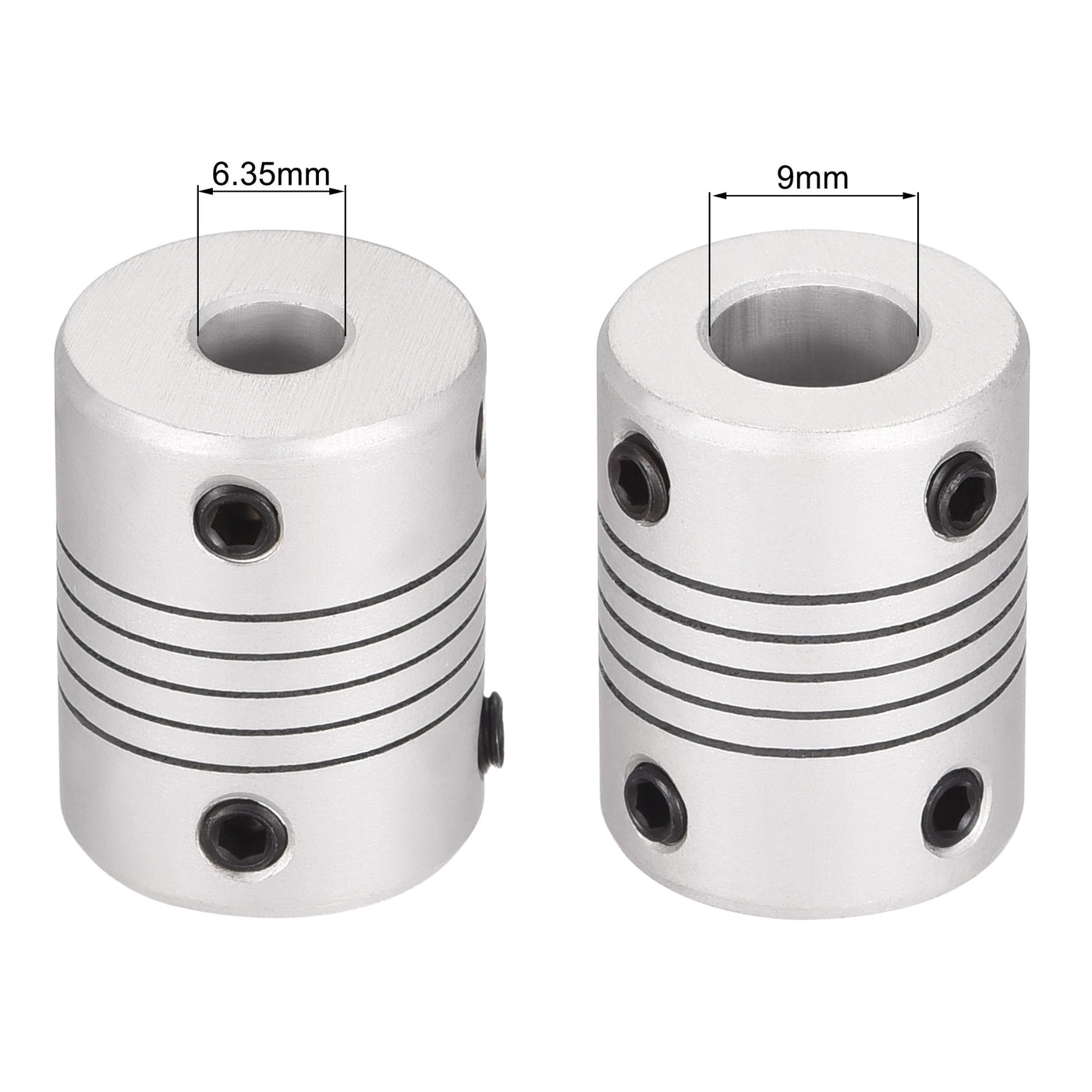 uxcell Uxcell 6.35mm to 6.35mm Aluminum Alloy Shaft Coupling Flexible Coupler L25xD19 5pcs
