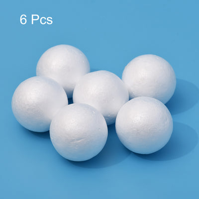 Harfington Uxcell 6Pcs 3" White Polystyrene Foam Solid Balls for Crafts and Party Decorations