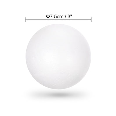 Harfington Uxcell 6Pcs 3" White Polystyrene Foam Solid Balls for Crafts and Party Decorations