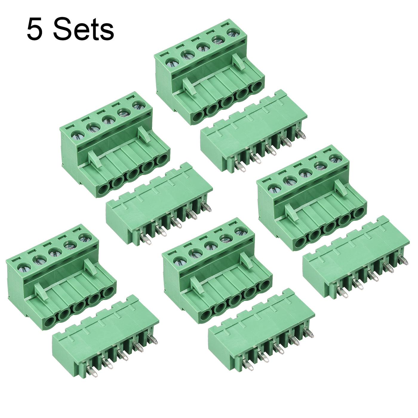 uxcell Uxcell 5 Pin 5.08mm Pitch Male Female PCB Screw Terminal Block 5 Sets