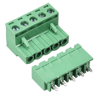 Harfington Uxcell 5 Pin 5.08mm Pitch Male Female PCB Screw Terminal Block 5 Sets