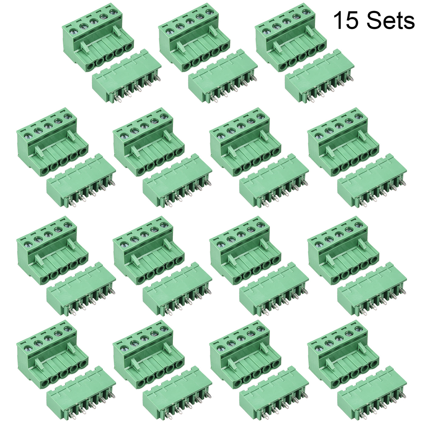 uxcell Uxcell 5 Pin 5.08mm Pitch Male Female PCB Screw Terminal Block 15 Sets