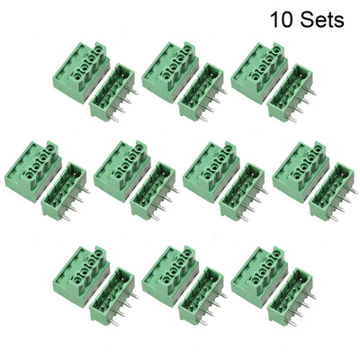 Harfington Uxcell 4-Pin 5.08mm Pitch Right Angle PCB Screw Terminal Block Connector 10 Sets