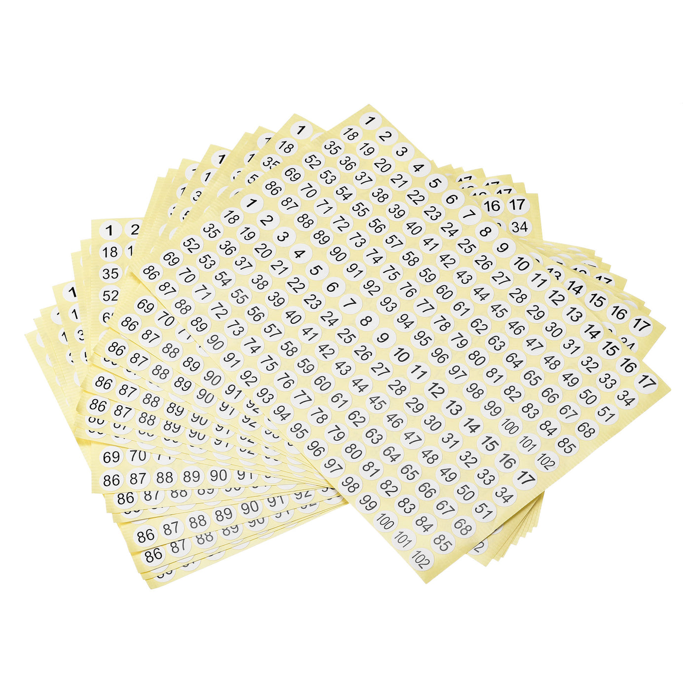 uxcell Uxcell Round Number Stickers, 10mm Dia Number 1-100 Coated Paper Label 3000pcs, Black Word/White Background