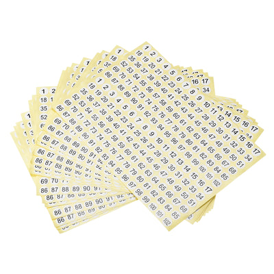 Harfington Uxcell Round Number Stickers, 10mm Dia Number 1-100 Coated Paper Label 3000pcs, Black Word/White Background