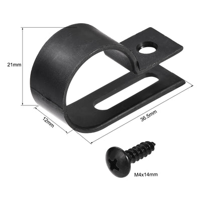 Harfington Uxcell 19mm Nylon R Type Cable Clip Wire Clamp with Screws Black 50pcs
