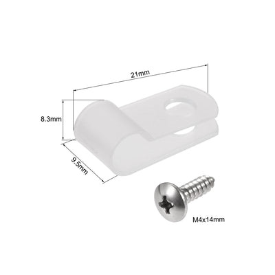 Harfington Uxcell 6.4mm Nylon R Type Cable Clip Wire Clamp with Screws White 50pcs