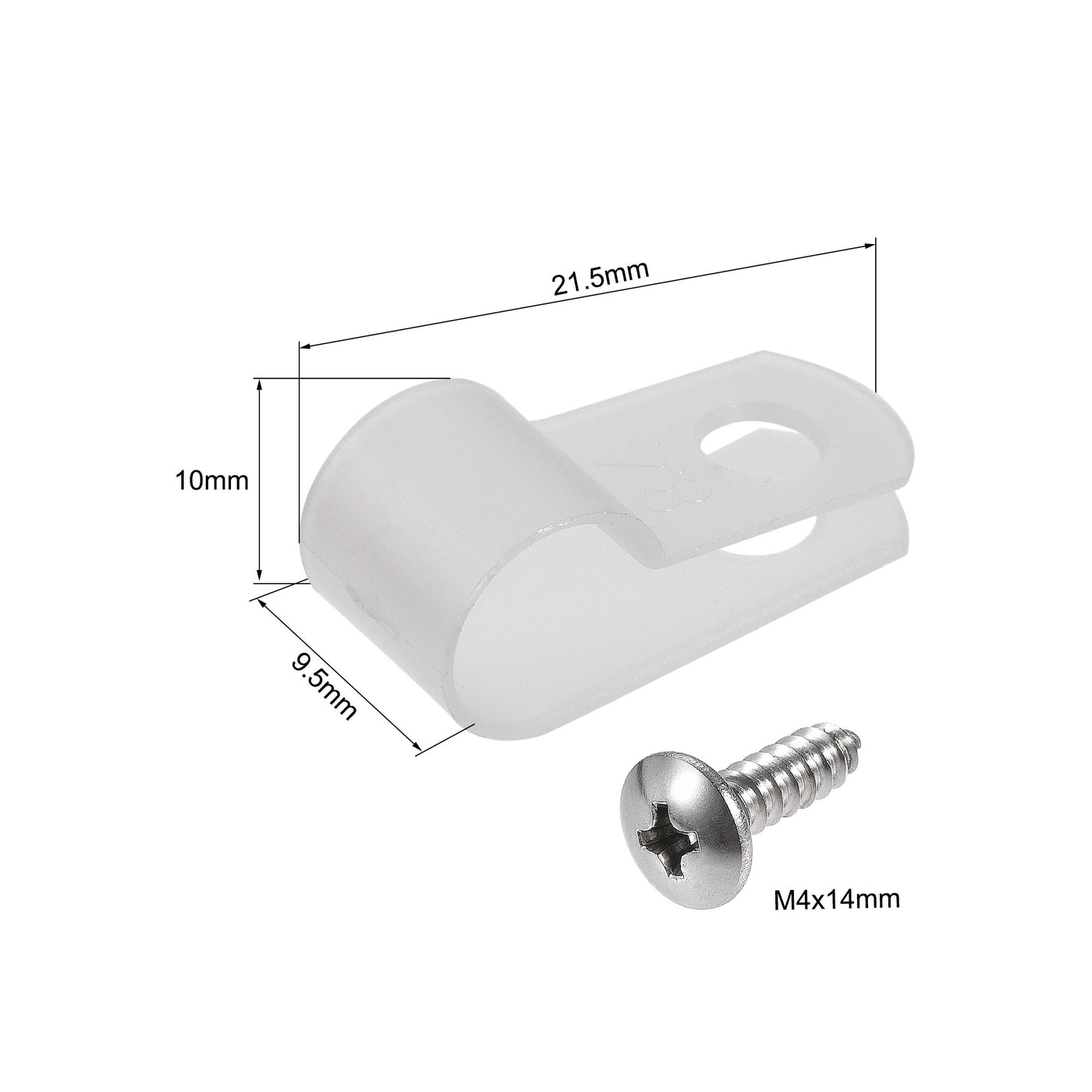 uxcell Uxcell 8.4mm Nylon R Type Cable Clip Wire Clamp with Screws White 100pcs