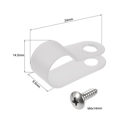 Harfington Uxcell 10.4mm Nylon R Type Cable Clip Wire Clamp with Screws White 100 Set