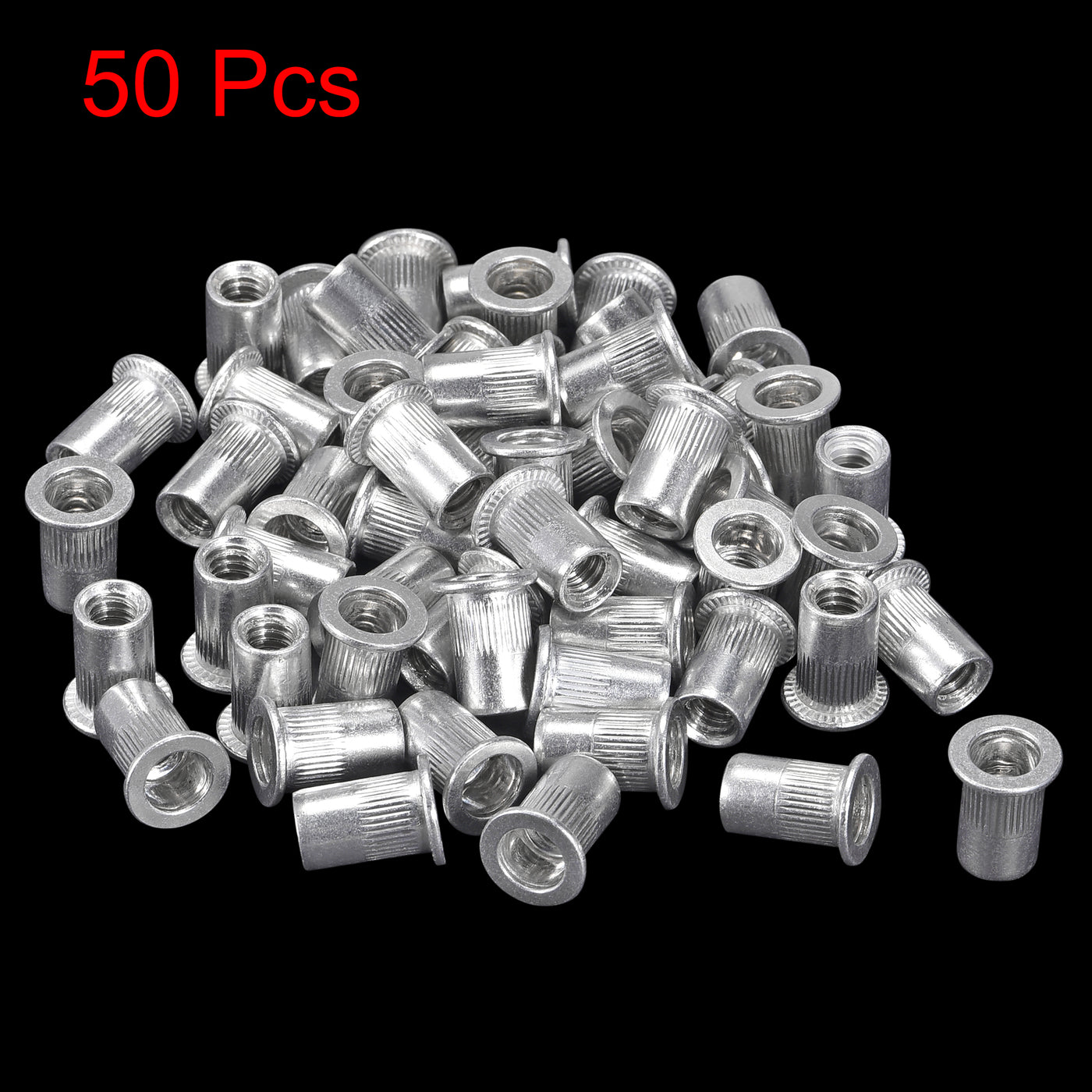 Uxcell 1/4-20 Rivet Nuts Aluminium Alloy Knurled Flat Head Threaded ...