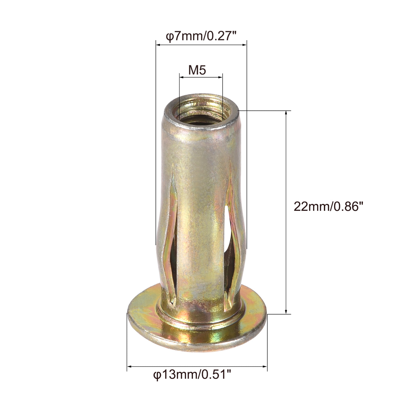 uxcell Uxcell Multi-Grip Rivet-Nut, Pre-Bulbed Shank Carbon Steel for Anti-Rotation
