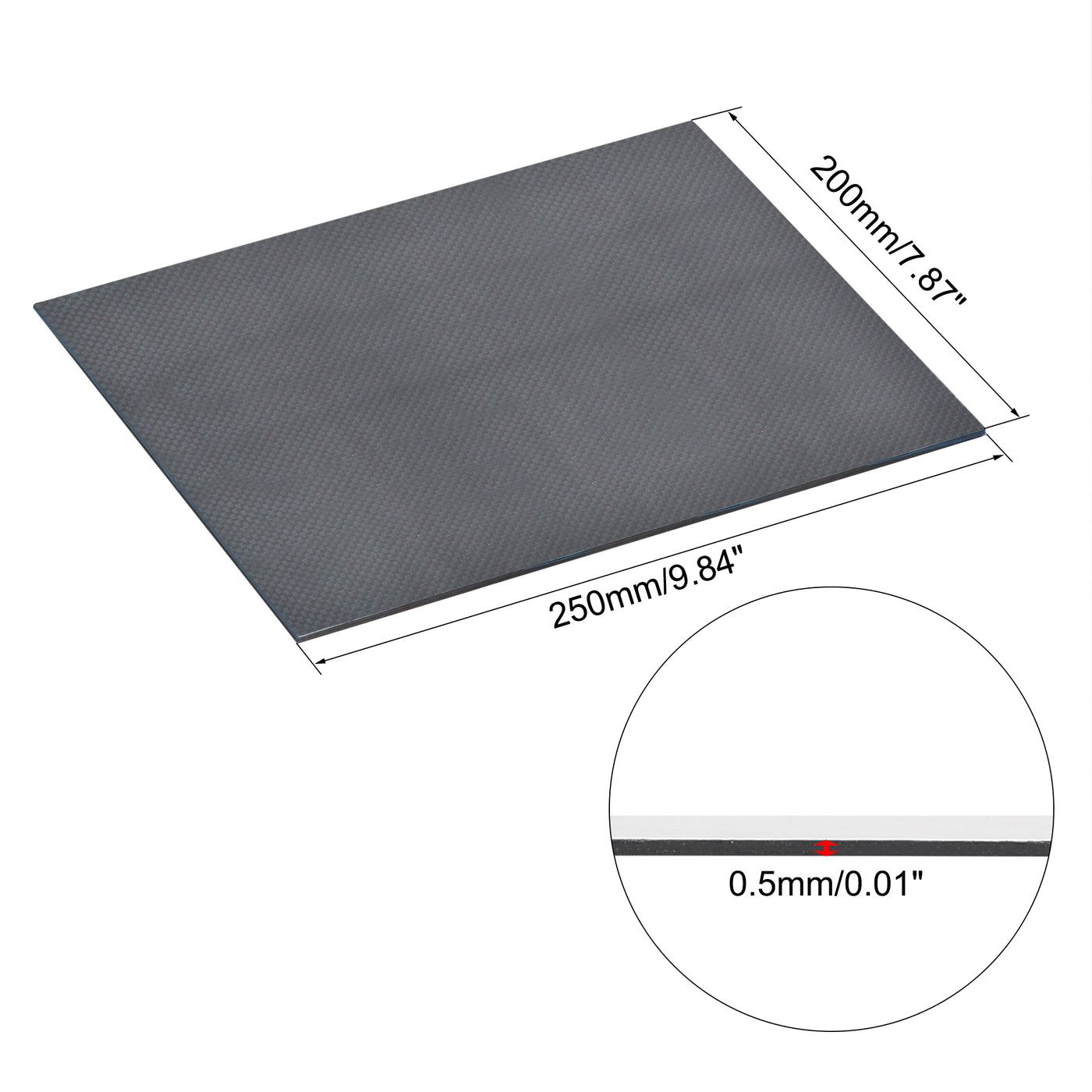 Uxcell Uxcell Carbon Fiber Plate Panel Sheets 300mm x 200mm x 0.6mm (Plain Glossy)