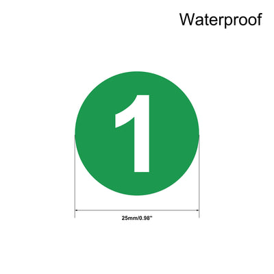 Harfington Uxcell Round Number Stickers, 25mm Dia Number 1-50 Self Adhesive PVC Label Waterproof White Word(Green Background)
