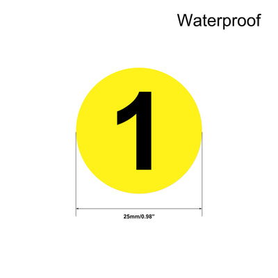 Harfington Uxcell Round Number Stickers, 25mm Dia Number 1-100 Self Adhesive PVC Label Waterproof Black Word(Yellow Background)