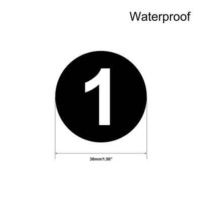 Harfington Uxcell Round Number Stickers, 38mm Dia Number 1-50 Self Adhesive PVC Label Waterproof White Word(Black Background)