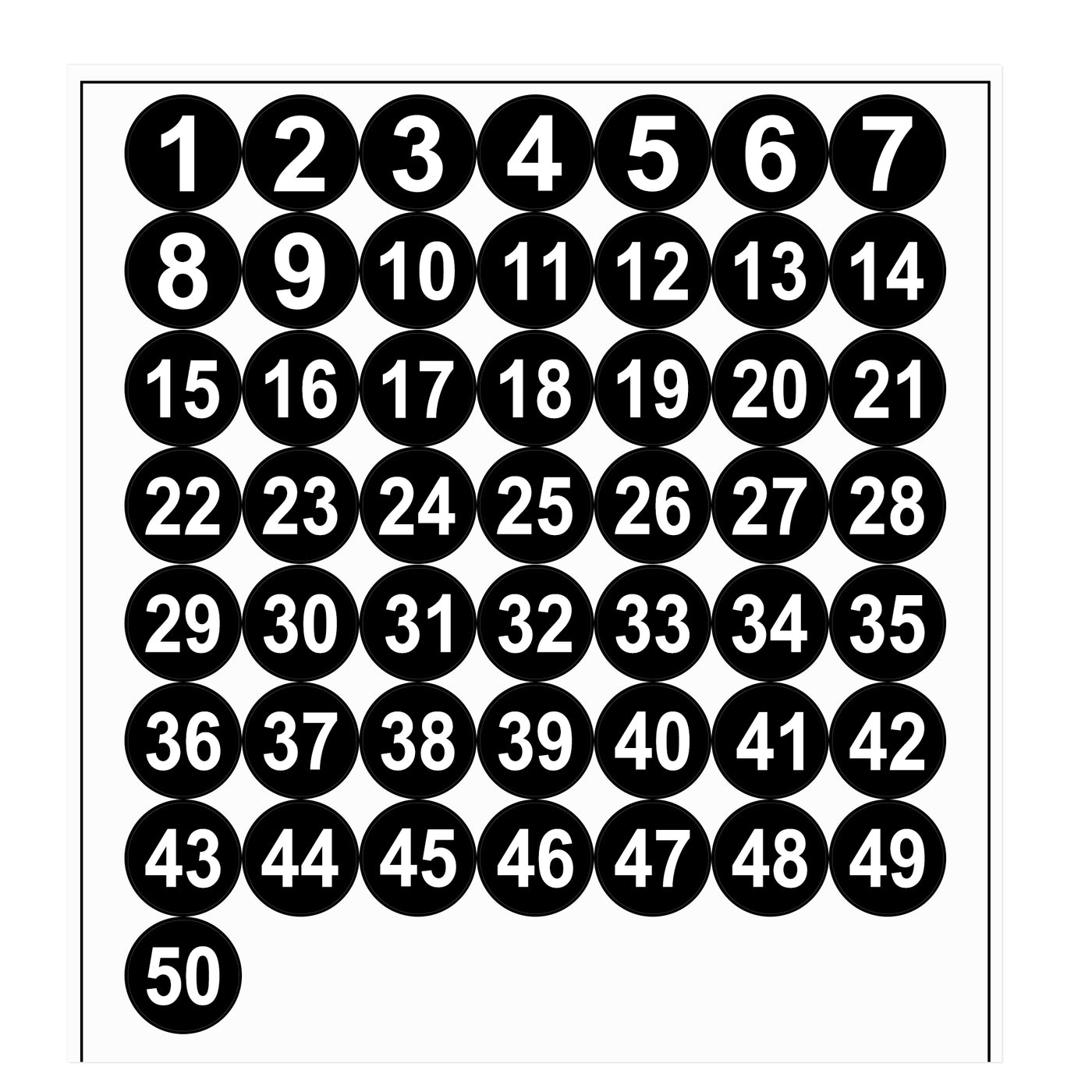 Uxcell Uxcell Round Number Stickers, 38mm Dia Number 1-50 Self Adhesive PVC Label Waterproof White Word(Black Background)