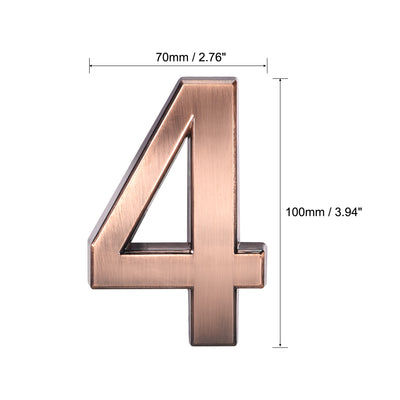 Harfington Uxcell Self Adhesive House Number, 3.94 Inch ABS Plastic Number 1 for House Hotel Mailbox Address Sign Bronze Brushed 2 Pcs