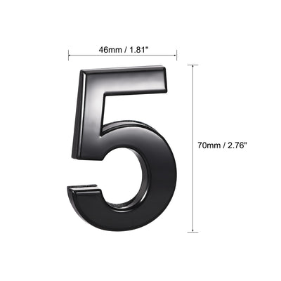 Harfington Uxcell Self Adhesive House Number, 2.76 Inch ABS Plastic Number 2 for House Hotel Mailbox Address Sign Black 2 Pcs