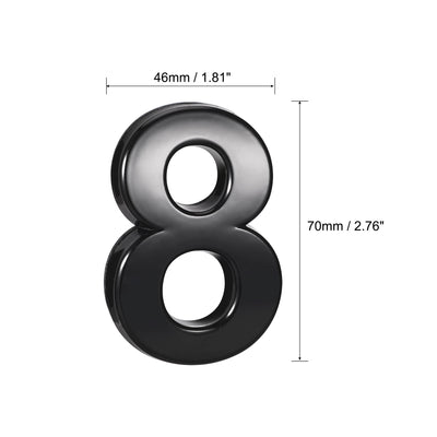 Harfington Uxcell Self Adhesive House Number, 2.76 Inch ABS Plastic Number 2 for House Hotel Mailbox Address Sign Black 2 Pcs