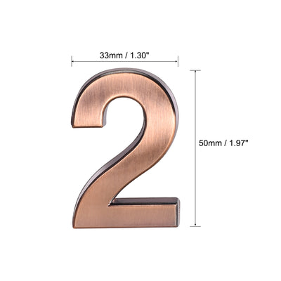 Harfington Uxcell Self Adhesive House Number, 1.97 Inch ABS Plastic Number 1 for House Hotel Mailbox Address Sign Bronze Brushed 2 Pcs