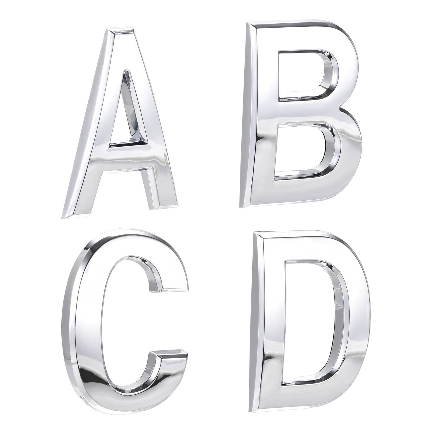 uxcell Uxcell Self Adhesive House Letter, 2.76 Inch ABS Plastic Letter ABCD for Home Hotel Mailbox Address Sign Silver Tone 1 Set
